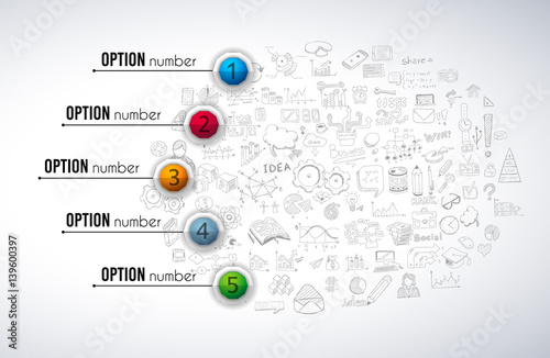 Infograph Brochure template with a lot of choices and a lot of infographic design elements and mockups. Teamwork ideas, branstorming sessions and generic business plan presentationsl.