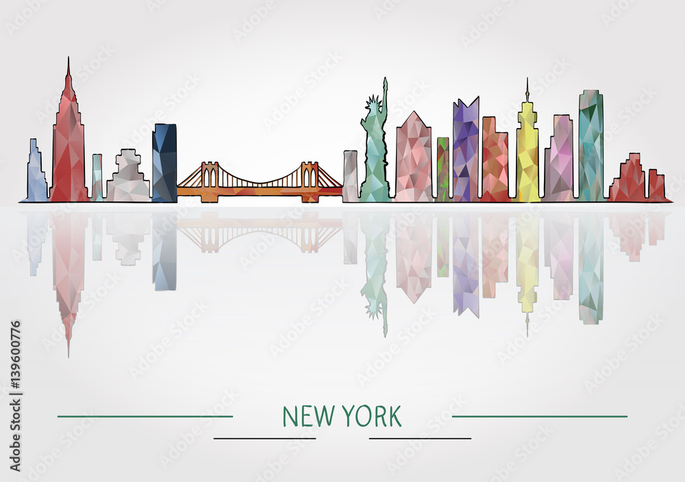 New York skyline detailed silhouette