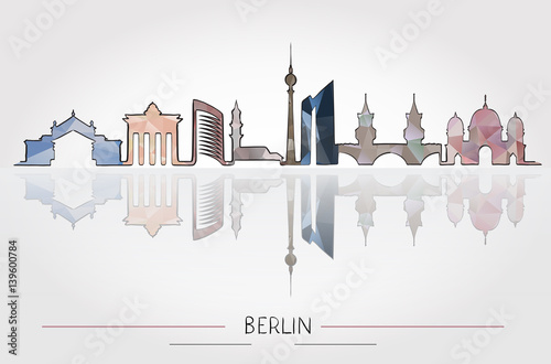 Berlin skyline detailed silhouette