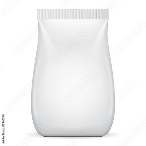Blank Food Flexible Pouch Sachet Bag. Mock Up, Template. Illustration Isolated On White Background. Ready For Your Design. Product Packaging. Vector EPS10
