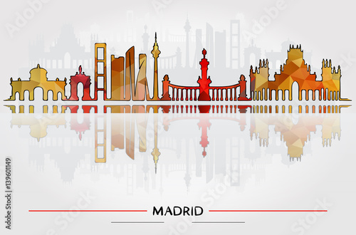 Business Travel and Tourism Concept with Historic Buildings of Madrid