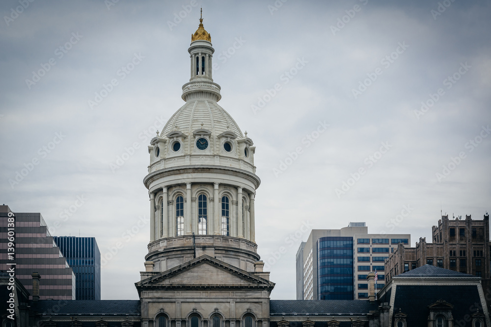 The dome of City Hall, in Baltimore, Maryland.