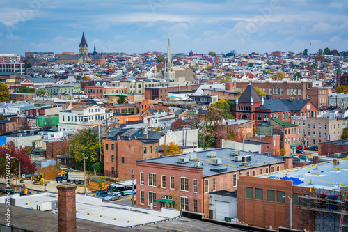View of buildings in Fells Point, in Baltimore, Maryland.