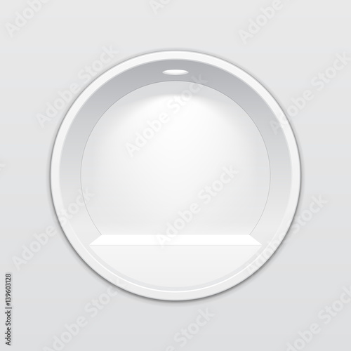 Empty Round Circle Niche Shelf Display In The Wall. To Present Your Product. Mock Up. 3D Illustration. Ready For Your Design. Advertising. Vector EPS10