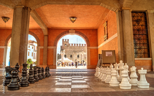  chessboard in the square of Marostica photo