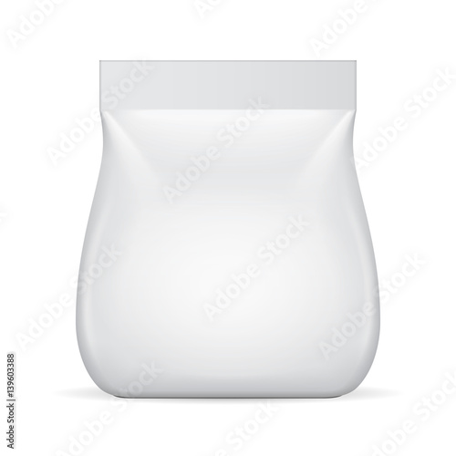 Blank Food Flexible Pouch Sachet Bag. Mock Up, Template. Illustration Isolated On White Background. Ready For Your Design. Product Packaging. Vector EPS10