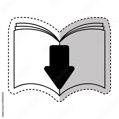 electronic book with arrow download vector illustration design