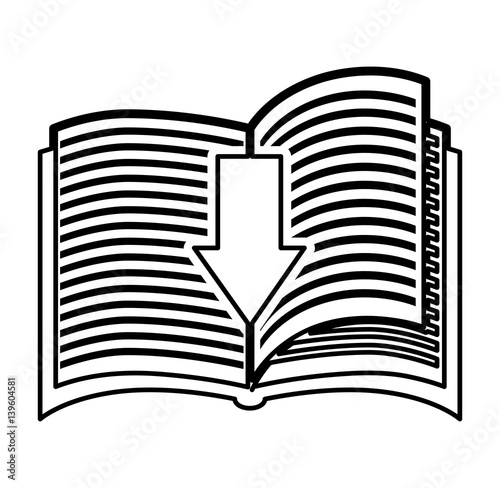 electronic book with arrow download vector illustration design