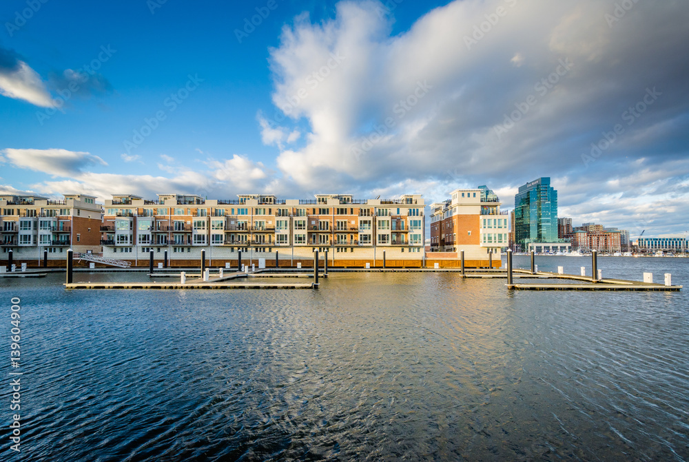Waterfront residences at the Inner Harbor, in Baltimore, Maryland,