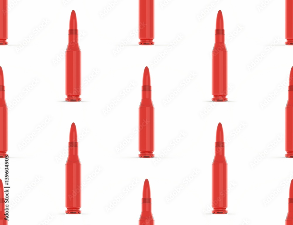 Pattern Of Red Glass Rifle Bullets on White Pattern Of Red Glass Rifle Bullets on White