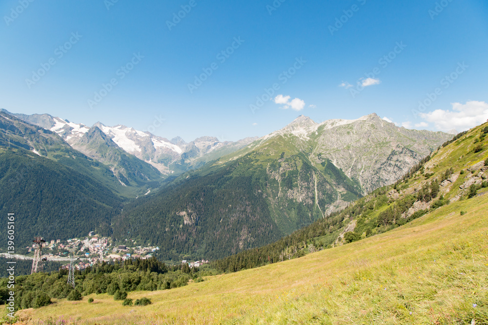 Mountain landscape. Caucasus spring view