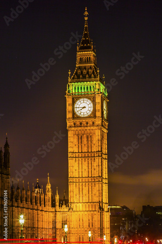 Big Ben Tower Nght Houses of Parliament Westminster London England