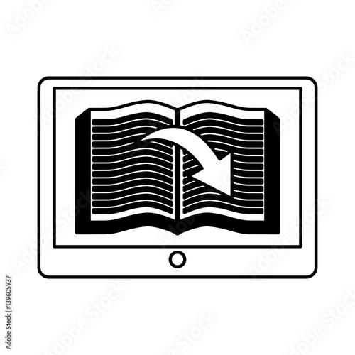 electronic book with arrow download vector illustration design