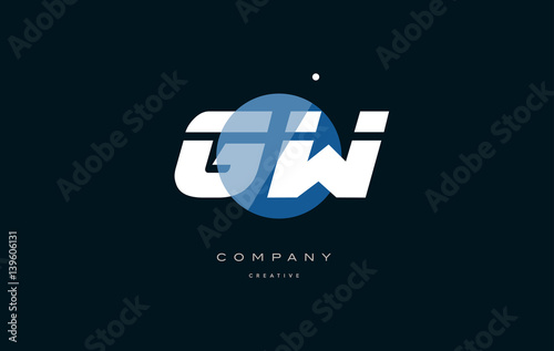 gw g w blue white circle big font alphabet company letter logo
