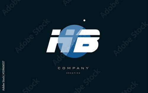 hb h b  blue white circle big font alphabet company letter logo