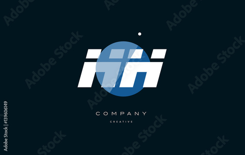 hh h h  blue white circle big font alphabet company letter logo