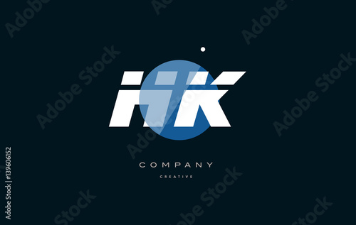 hk h k  blue white circle big font alphabet company letter logo