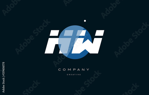 hw h w blue white circle big font alphabet company letter logo