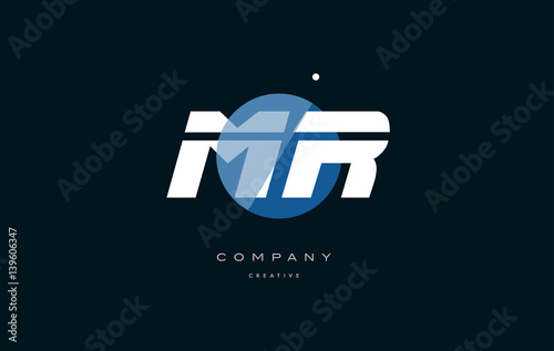 mr m r  blue white circle big font alphabet company letter logo