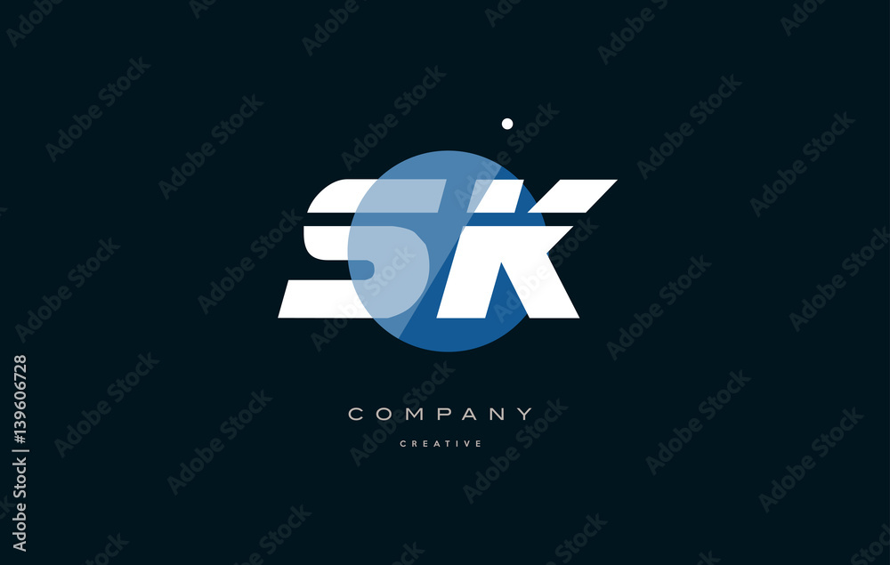 sk s k blue white circle big font alphabet company letter logo Stock ...