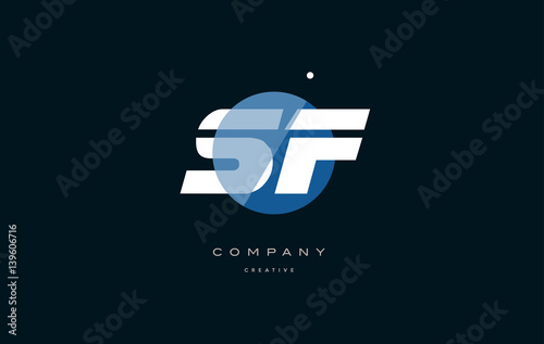 sf s f  blue white circle big font alphabet company letter logo