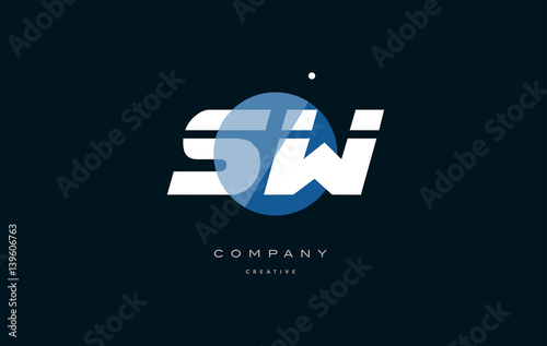 sw s w blue white circle big font alphabet company letter logo