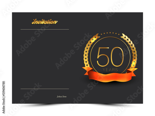 50th anniversary decorated greeting/invitation card template.