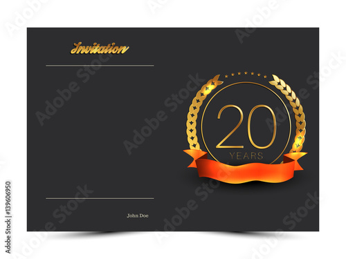 20th anniversary decorated greeting/invitation card template.
