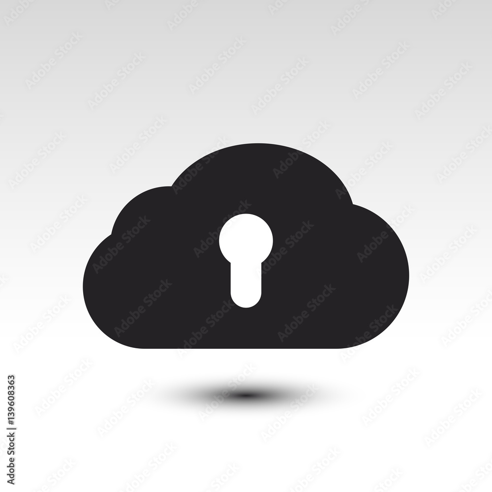 Black Cloud Lock Icon Vector Illustration. Cloud Safe computing data. Safe storage Icon. Black Cloud Lock Icon Vector Illustration. Cloud Safe computing data. Safe storage Icon.