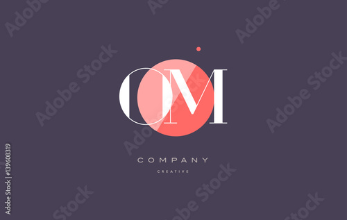 om o m  retro vintage rhombus simple black white alphabet letter logo