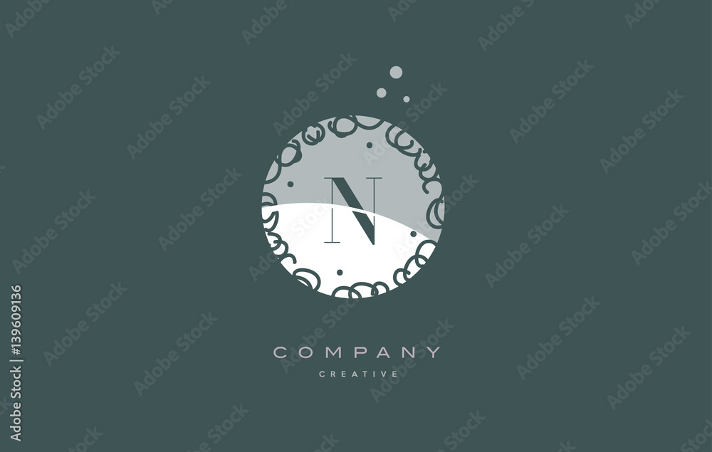 n monogram floral green alphabet company letter logo n monogram floral green alphabet company letter logo
