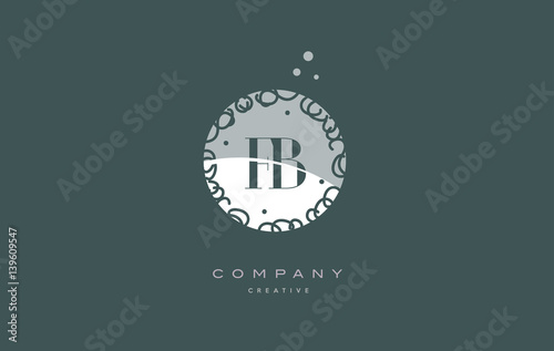 fb f b monogram floral green alphabet company letter logo