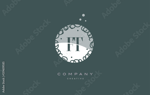 ft f t monogram floral green alphabet company letter logo