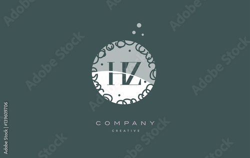 hz h z monogram floral green alphabet company letter logo