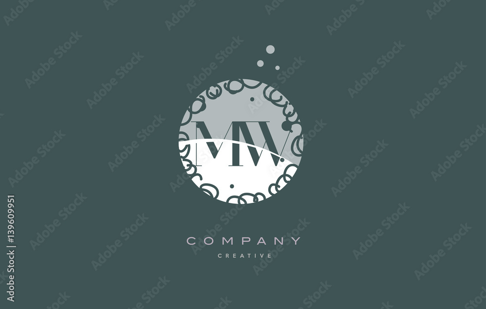 mw m w monogram floral green alphabet company letter logo mw m w monogram floral green alphabet company letter logo