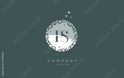 ps p s  monogram floral green alphabet company letter logo