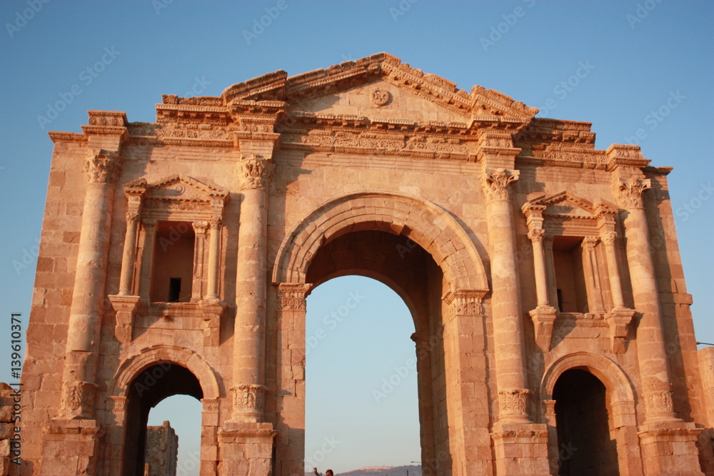 Jerash in Jordan,Triumphal Arch in honor of Emperor Hadrian, Middle East 