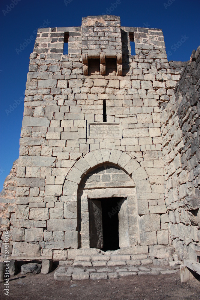 Main entrance to the desert castle Qasr al Azraq in Jordan, Middle East