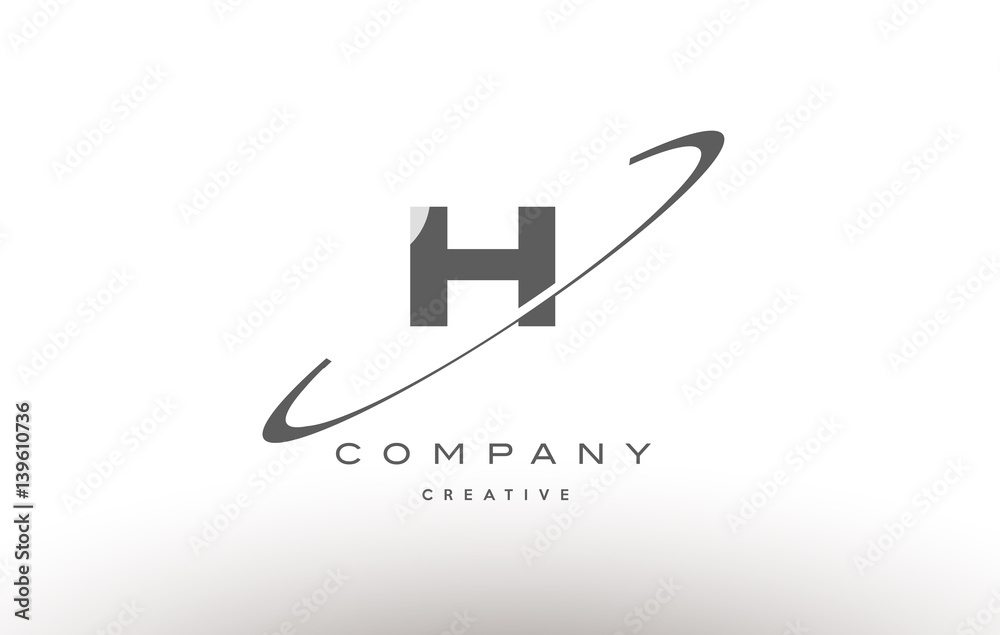 Fototapeta premium h swoosh grey alphabet letter logo