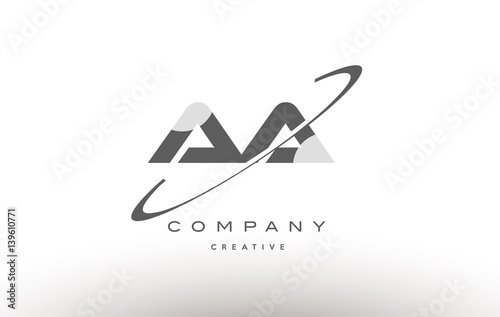 aa a  swoosh grey alphabet letter logo
