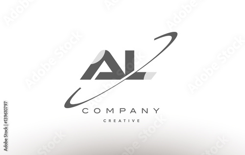 al a l  swoosh grey alphabet letter logo