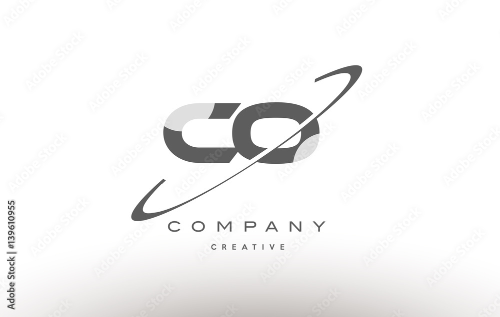 co c o swoosh grey alphabet letter logo co c o swoosh grey alphabet letter logo