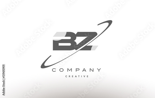bz b z swoosh grey alphabet letter logo