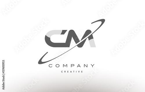 cm c m  swoosh grey alphabet letter logo