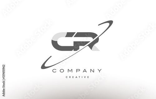cr c r  swoosh grey alphabet letter logo