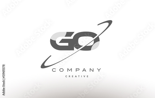 go g o  swoosh grey alphabet letter logo