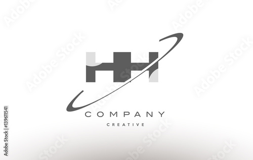 hh h h  swoosh grey alphabet letter logo