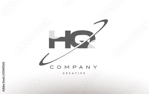 hq h q  swoosh grey alphabet letter logo
