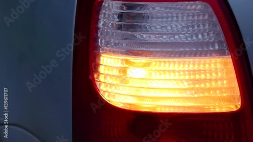 car night machine back blinker light turn beautiful city highlight road safety