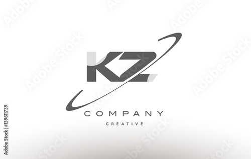kz k z  swoosh grey alphabet letter logo